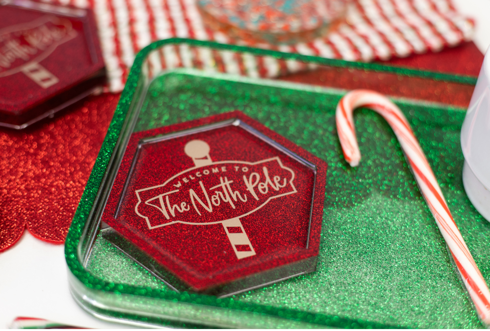 Christmas Set of 2 Glitter Sprinkle Coasters