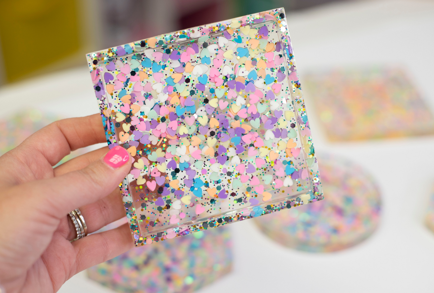 Set of 2 Glitter Sprinkle Coasters