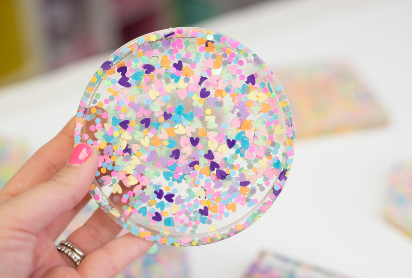 Set of 2 Glitter Sprinkle Coasters