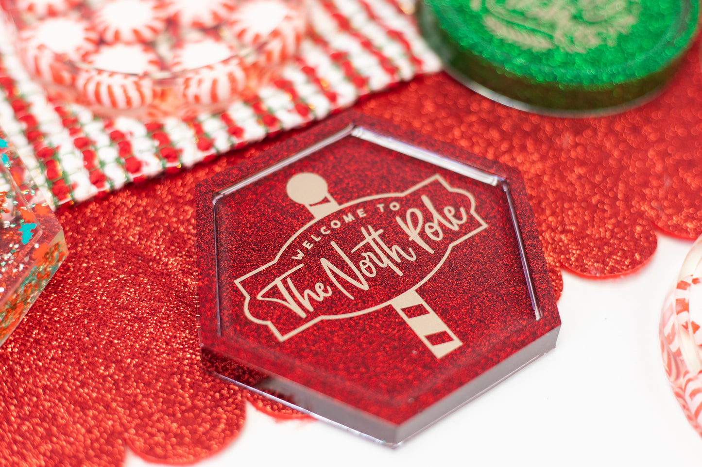 Christmas Set of 2 Glitter Sprinkle Coasters