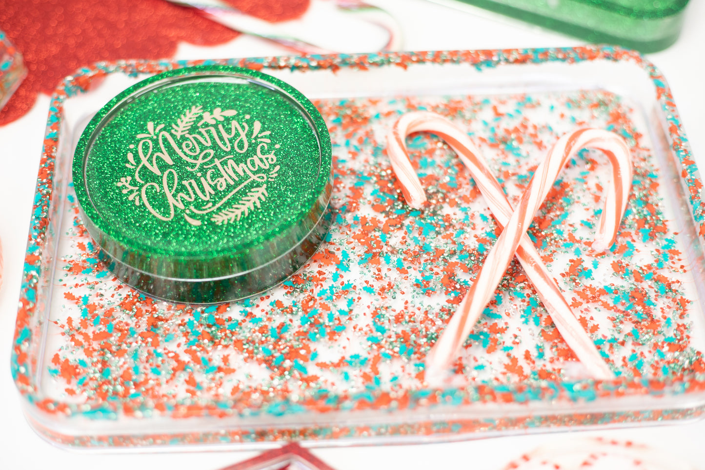 Christmas Set of 2 Glitter Sprinkle Coasters