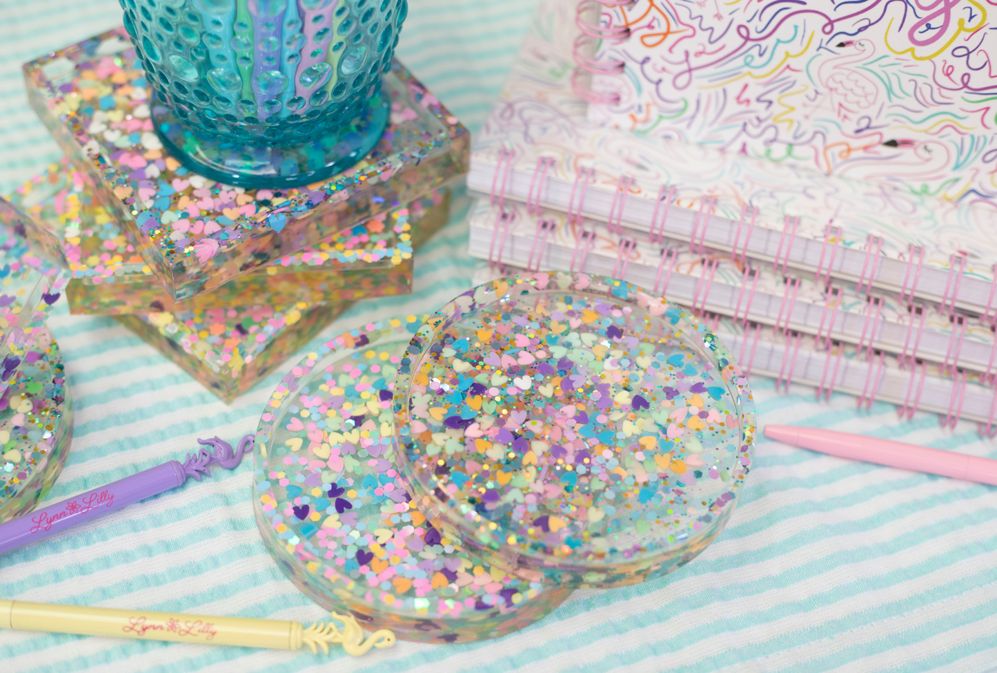 Set of 2 Glitter Sprinkle Coasters
