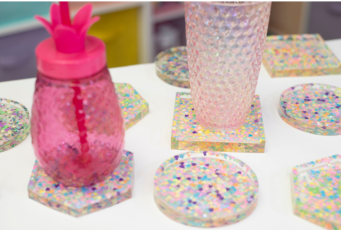 Set of 2 Glitter Sprinkle Coasters